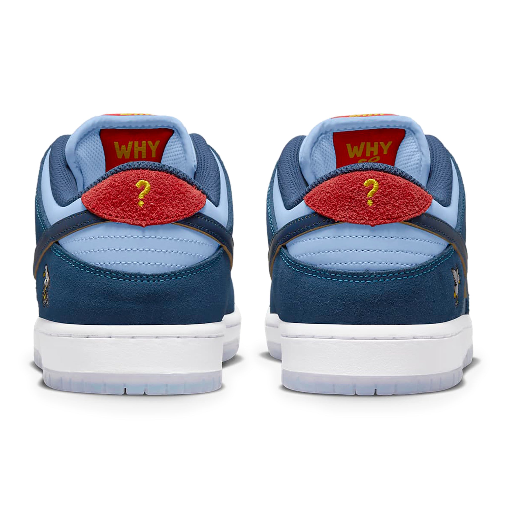 Heel view of Nike SB Dunk Low Pro Why So Sad? DX5549-400